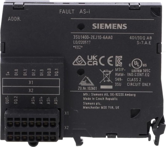 Picture of Siemens Blok AS-I A/B slave 4 wejcia i 3 wyjcia czarny wejcia/wyjcia z przy. sprynowe do montau w obudowie 3SU1400-2EJ10-6AA0