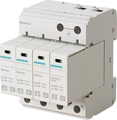 Picture of Siemens Ogranicznik przepi B+C Typ 1 + Typ 2 4P 12,5kA ukad 3+1 TN-S 5SD7414-2