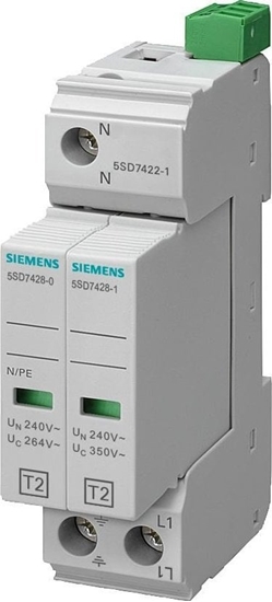 Picture of Siemens Ogranicznik przepi C TYP 2 2P 20kA 350V ukad 1+1 wski ze stykami sygnalizacyjnymi 5SD7422-1