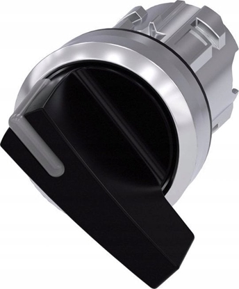 Picture of Siemens Przecznik z moliwoci podw. 22mm okrgy metal czarny dugie pióro 2-poz. O-I z samopowrotem 3SU1052-2CC10-0AA0