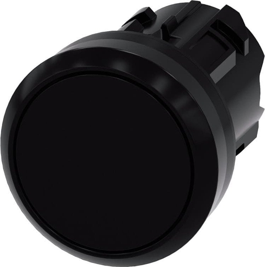 Picture of Siemens Przycisk 22mm okrgy tworzywo czarny paski bez samopowrotu odbl przez wcinicie 3SU1000-0AA10-0AA0