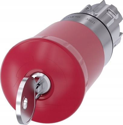 Attēls no Siemens Przycisk grzybkowy awaryjny 22mm okrgy metal byszczcy czerwony 40mm z zamkiem SSG10 3SU1050-1HR20-0AA0