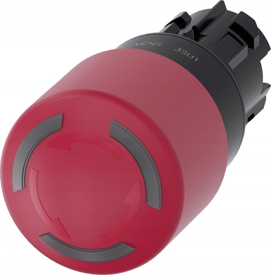 Picture of Siemens Przycisk grzybkowy awaryjny podwietlany 22mm okrgy tworzywo czerwony 30mm blokowanie odbl. przez obrót 3SU1001-1GB20-0AA0