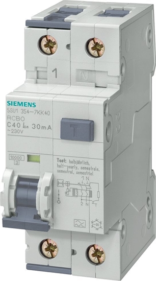 Picture of Siemens Wycznik kombinowany RCBO typA 30mA 10kA 1+N B10A 5SU1354-6KK10