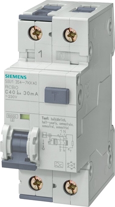 Attēls no Siemens Wycznik kombinowany RCBO typA 30mA 10kA 1+N C16A 5SU1354-7KK16