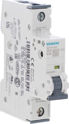 Attēls no Siemens Wycznik nadmiarowoprdowy C10A 1P 230/400V 15kA (wg iec 60898) / 30kA (wg iec 60947) 5SY7110-7