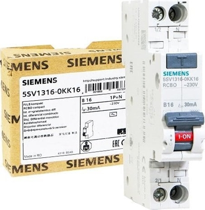 Attēls no Siemens Wycznik rónicowo-nadprdowy 2P 16A B 0,03A typ AC 5SV1316-0KK16