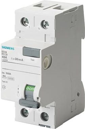 Attēls no Siemens Wycznik rónicowo-prdowy 2P 40A 0,03A typ AC (5SV4314-0)