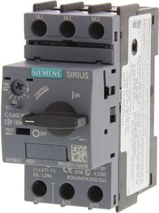 Attēls no Siemens Wycznik silnikowy 3P 4kW 7-10A S00 (3RV2011-1JA10)