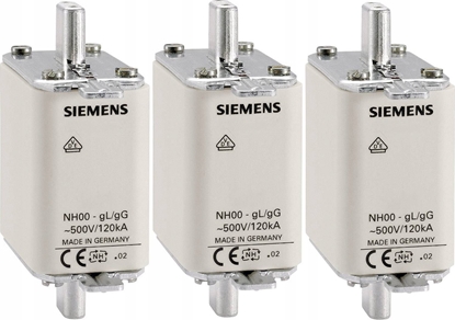 Attēls no Siemens Wkadka topikowa NH000 10A gG 500V wersja standard zaczepy nieizolowane 3NA3803
