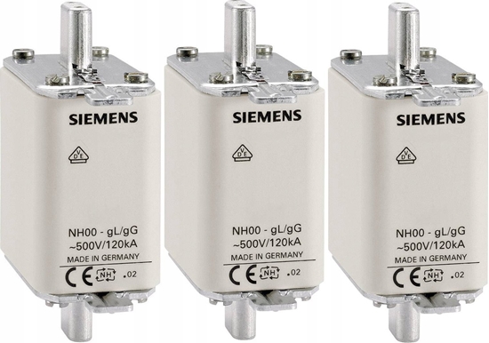 Picture of Siemens Wkadka topikowa NH000 10A gG 500V wersja standard zaczepy nieizolowane 3NA3803
