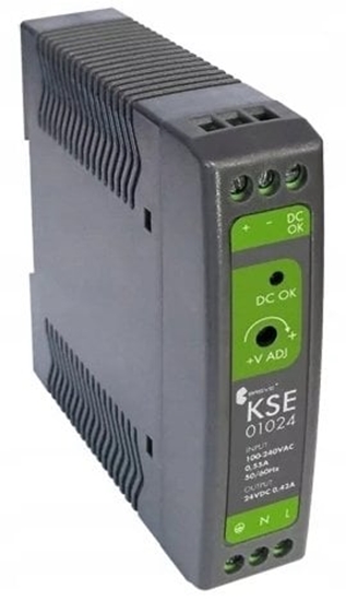 Picture of SilentiumPC Zasilacz impulsowy KSE 01024P 230/ 24VDC 0.42A 10W na szyn DIN, Napicie: 85-264VACVAC, Ta70, 17000-1541