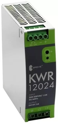 Attēls no SilentiumPC Zasilacz impulsowy KWR 12024 230-400/ 24VDC 5A 120W na szyn DIN, Napicie: 180-550VAC, Ta70, 17000-1804