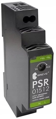 Attēls no SilentiumPC Zasilacz impulsowy PSR 01512 230/ 12VDC 1,25A 15W on DIN rail, Input: 85-264VACVAC, Ta70, 17000-1551