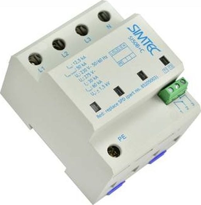 Attēls no Simet Ogranicznik przepie na bazie iskiernika 4P 50kA 230V SIMTEC SI50 B+C Typ 1+2 szary 85205003