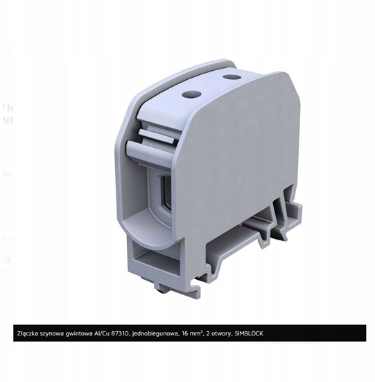 Изображение Simet Zczka szynowa gwintowany 16mm Al/Cu STB 16 (87110) SIMBLOCK szary 81000002