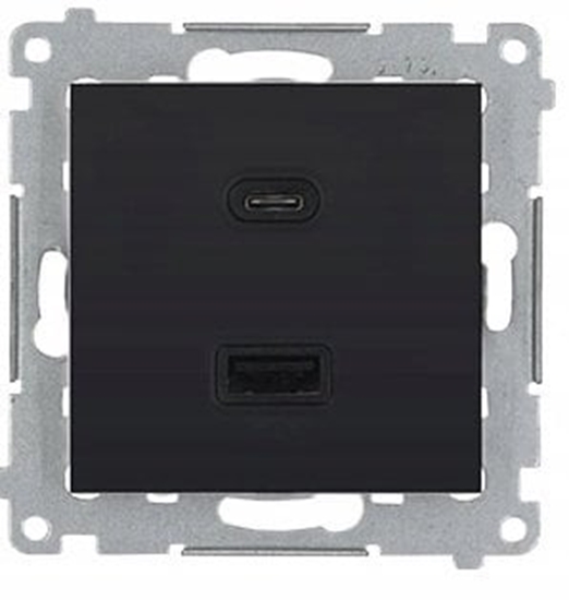 Изображение Simon 54 adowarka USB C+A (modu), 30 W, 230V czarny DEC2CAQ.01/49
