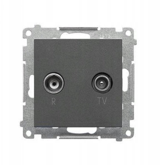 Изображение Simon 55 Gniazdo antenowe R-TV kocowe separowane (modu). 1x Wejcie: 5862 MHz Grafitowy mat TAK.01/116