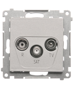 Изображение Simon 55 Gniazdo antenowe R-TV-SAT kocowe/zakoczeniowe (modu). 1x Wejcie: 5 MHz2,4 GHz Aluminium mat TASK.01/143