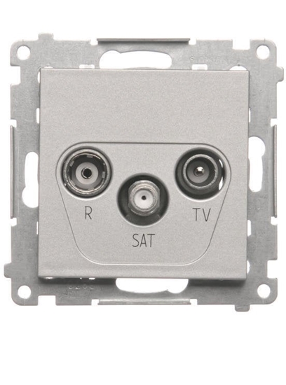 Изображение Simon 55 Gniazdo antenowe R-TV-SAT kocowe/zakoczeniowe (modu). 1x Wejcie: 5 MHz2,4 GHz Aluminium mat TASK.01/143