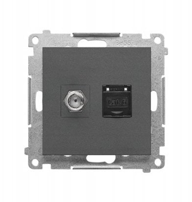 Изображение Simon 55 Gniazdo antenowe typu F + RJ45 kat.6 (modu) Grafitowy mat TASFRJ45.01/116