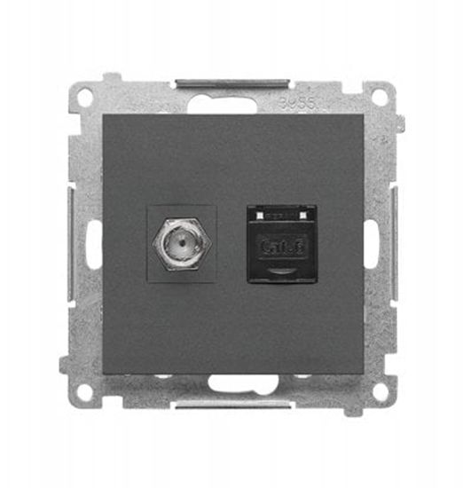 Picture of Simon 55 Gniazdo antenowe typu F + RJ45 kat.6 (modu) Grafitowy mat TASFRJ45.01/116