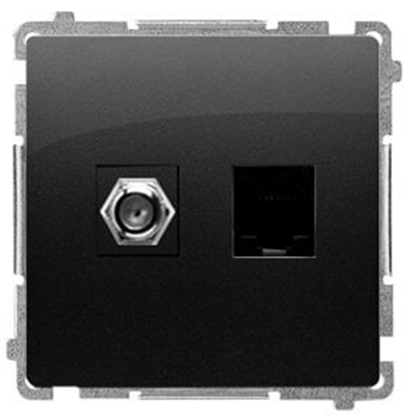 Изображение Simon Basic Gniazdo antenowe typu F + RJ45 kat.6 (modu) czarny BMAFRJ45.01/49