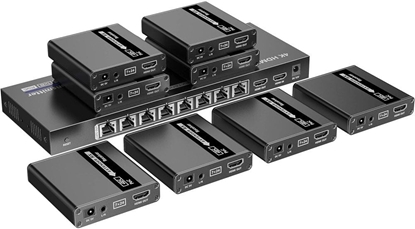 Picture of System przekazu sygnau AV Techly Extender HDMI 1x8 4K30Hz do 40m przez kabel sieciowy Kat6 IR PoC