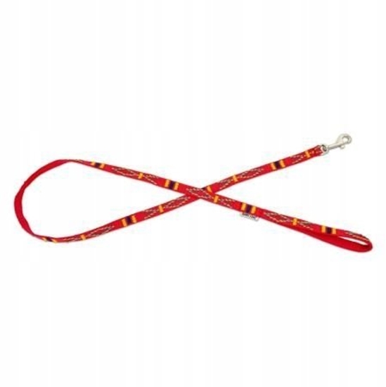 Изображение Smycz dla psa, czerwona, wzór etniczny, tama polipropylenowa, 10mm/120cm