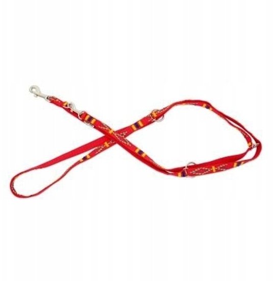 Изображение Smycz dla psa, wzór etniczny, regulowana, tama polipropylenowa, 16mm/220cm czerwona