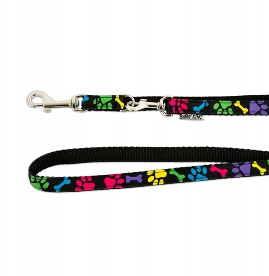 Изображение Smycz regulowana dla psa, kolorowe apki, tama polipropylenowa, 16mm/220cm