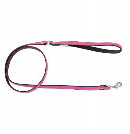 Изображение Smycz skórzana dla psa, róowy/czarny, M-L, 20mm/120cm