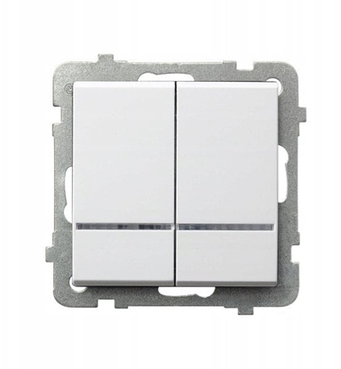 Picture of SONATA cznik dwugrupowy wiecznikowy z podwietleniem niebieskim biay mat P-2RS/m/75