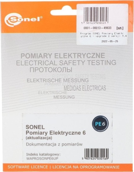Picture of Sonel Program SONEL Pomiary Elektryczne 6 - upgrade z wersji 3,4,5 WAPROSONPE6UP