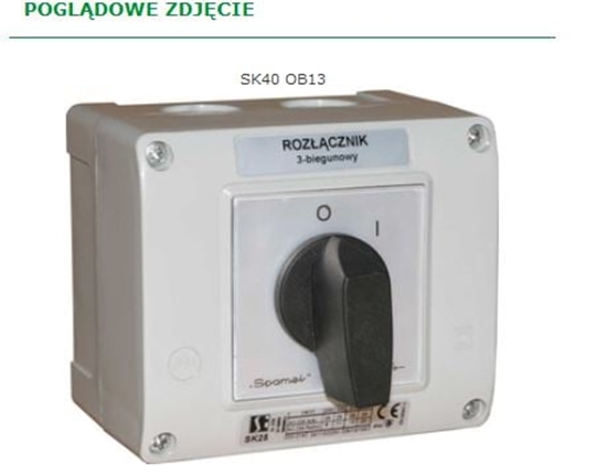 Изображение Spamel cznik krzywkowy 40A 3-biegunowy w obudowie OB13 - SK40-2.8211OB13