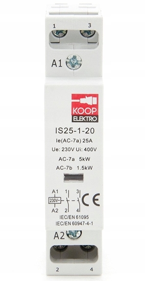 Picture of Stycznik moduowy 25-20 25A 2NO 230V 1P 1-FAZ IS25-1-20