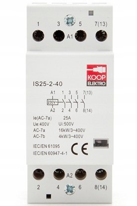 Изображение Stycznik moduowy 25-40 25A 4NO 230V 2P 3-FAZ IS25-2-40