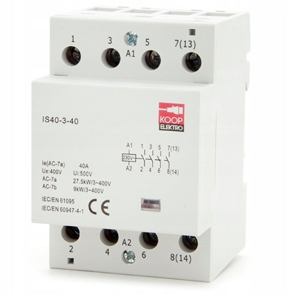 Изображение Stycznik moduowy 40-40 40A 4NO 230V 3P 3-FAZ IS40-3-40