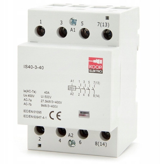 Picture of Stycznik moduowy 40-40 40A 4NO 230V 3P 3-FAZ IS40-3-40