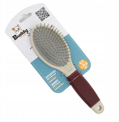 Изображение Szczotka dla zwierzt, dwustronna, bordo/biay, 6,5 x 21,8 cm