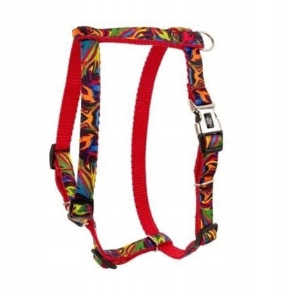 Изображение Szelki dla psa, wzór picasso, tama polipropylenowa, 16mm/30-60cm czerwone