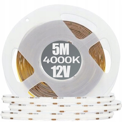 Изображение Tama LED COB 12V, 480LED/m, 8mm, 10W/m, bez elu, neutralny biay /5m./
