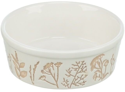 Изображение Trixie Miska dla psa ceramiczna motyw rolinny biaa/taupe 0,3 l/12 cm