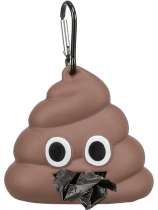 Attēls no Trixie Poop emoji, pojemnik na woreczki na odchody, dla psa, brzowy, 8 x 5 cm, z 1 workiem 15 torebek