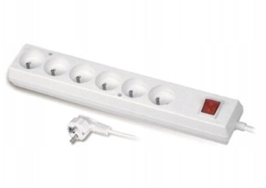 Picture of Velstro Przeduacz with switch 6-sockets z/u 10A 5m /OMY 3x1/ white PS-670WS T-106220