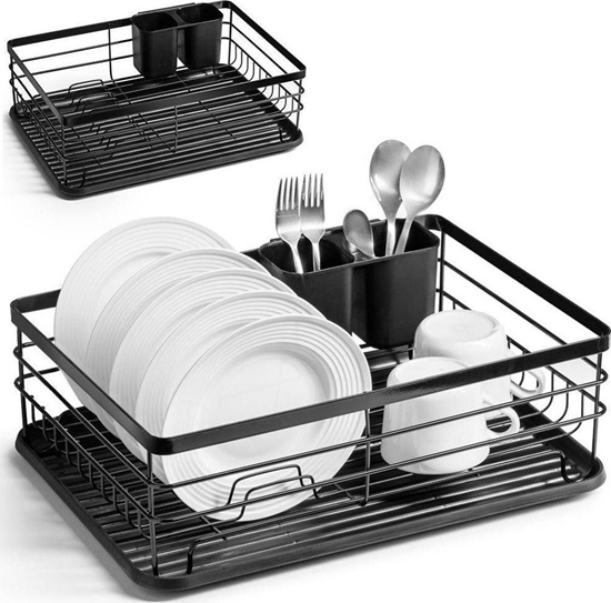 Изображение Vilde Suszarka na naczynia talerze kubki sztuce czarna ociekacz do naczy loft