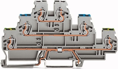 Изображение Wago Zczka szynowa 3-pitrowa 2,5mm2 PE/N/L szara (870-567)