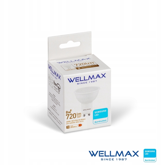 Picture of Wellmax arówka LED GU10 8W 90lm/W 720lm Neutralna 4000K / GOL100N08