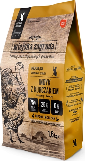 Picture of Wiejska Zagroda Karma sucha dla kota Indyk z kurczakiem (kociak) 1,6kg