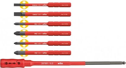 Picture of Wiha Zestaw 6 wkrtaków izolowanych z uchwytem do wymiennej rkojeci SlimTorque (36079)